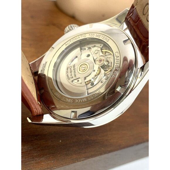 Tag Heuer Carrera Calibre 5 Men's Watch WAR201D-1 Swiss Automatic Brown Leather - Picture 6 of 14